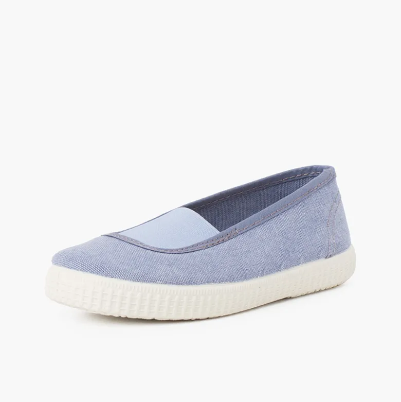 Bailarinas elástico lona eco y suela tipo zapatillas