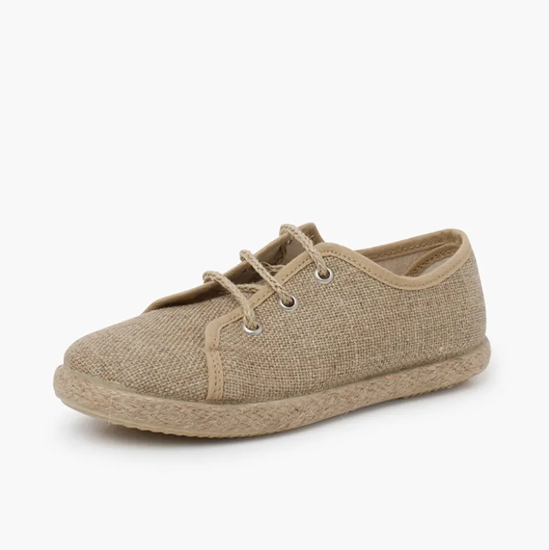Blucher niños lino cordones yute
