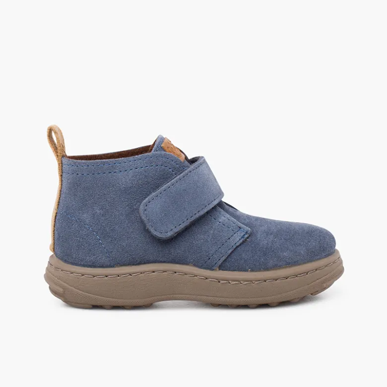 Botas serraje niños suela sport tira adherente