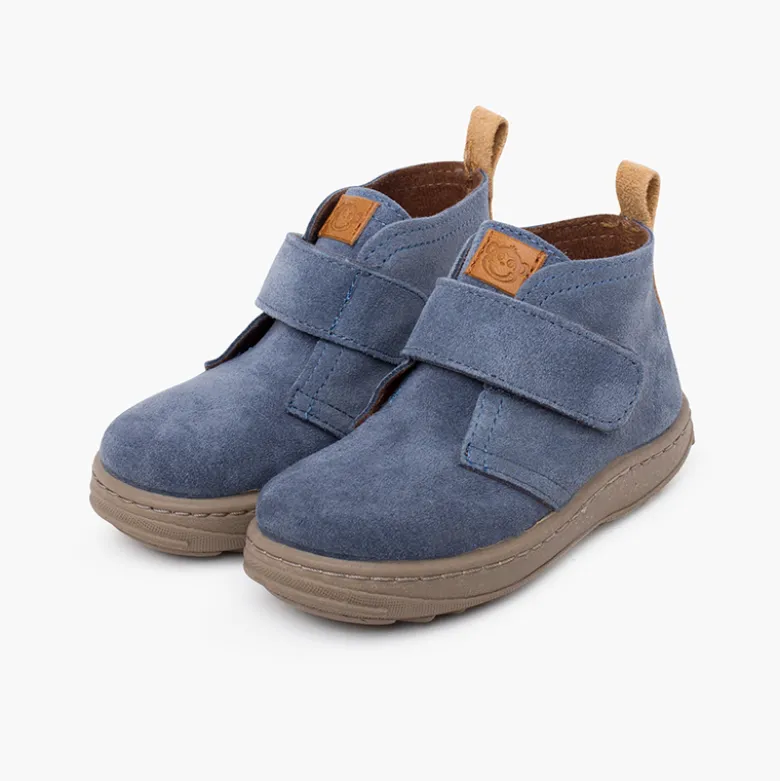 Botas serraje niños suela sport tira adherente