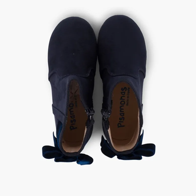 Botines con lazo terciopelo y cremallera