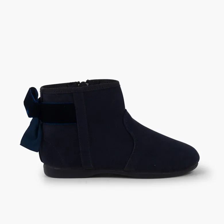 Botines con lazo terciopelo y cremallera