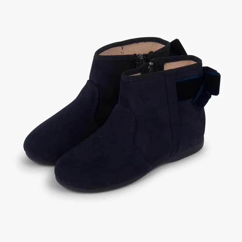 Botines con lazo terciopelo y cremallera