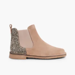 Botines Niña Serraje con talonera glitter