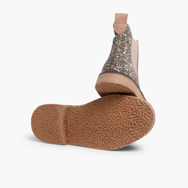 Botines Niña Serraje con talonera glitter