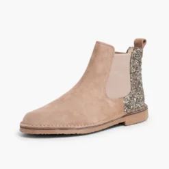Botines Niña Serraje con talonera glitter