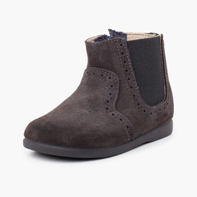 Botines picados niña cremallera y elástico