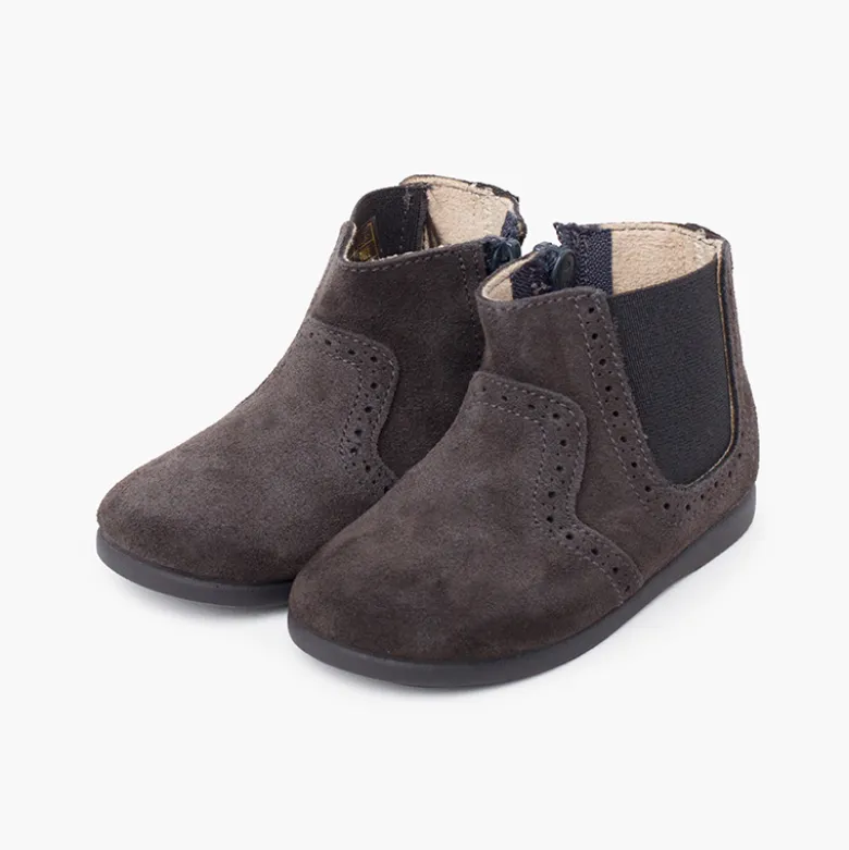 Botines picados niña cremallera y elástico