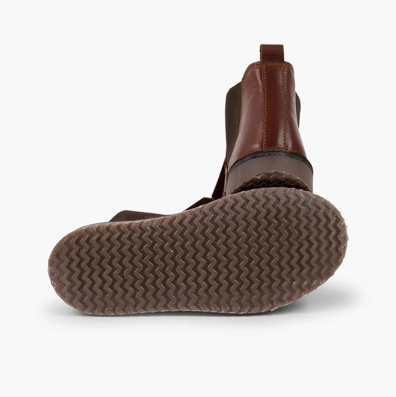Botines piel niña lengüeta flecos