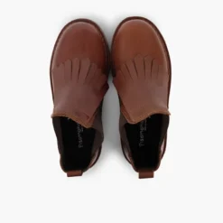 Botines piel niña lengüeta flecos