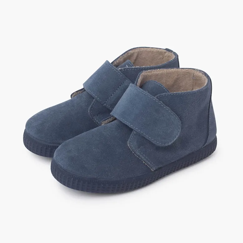 Botines tira ancha adherente forro pelito