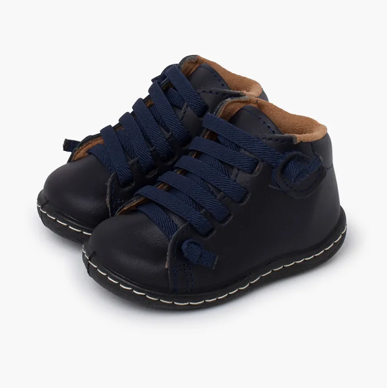Botitas piel lavable niños cordones elásticos