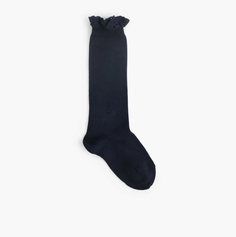 Calcetines altos con puntilla
