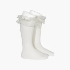 Calcetines altos lisos tira tul