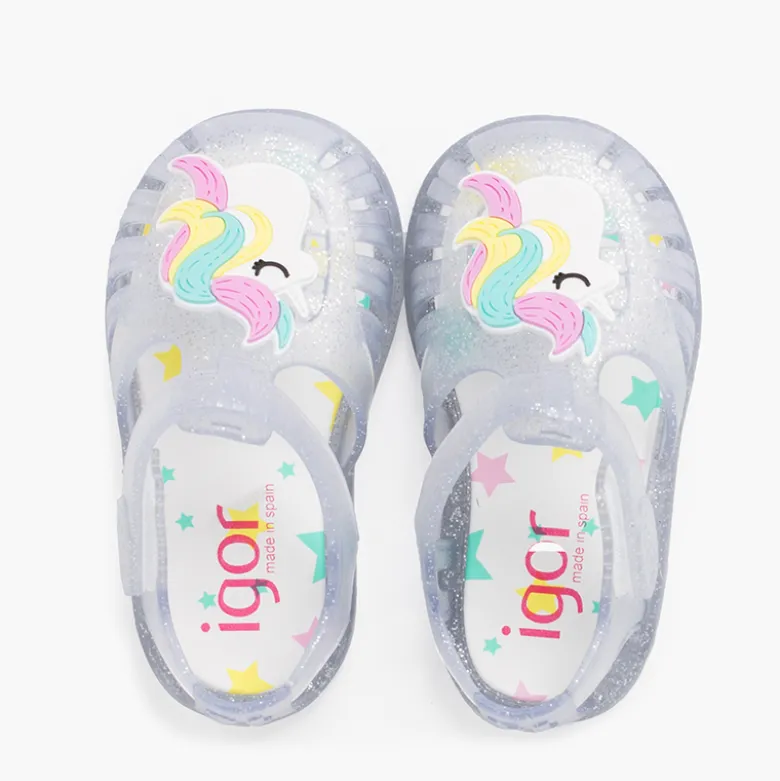 Cangrejeras glitter unicornio tira adherente