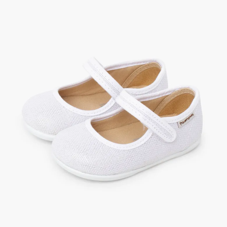 Merceditas barefoot lino brillo cierre adherente
