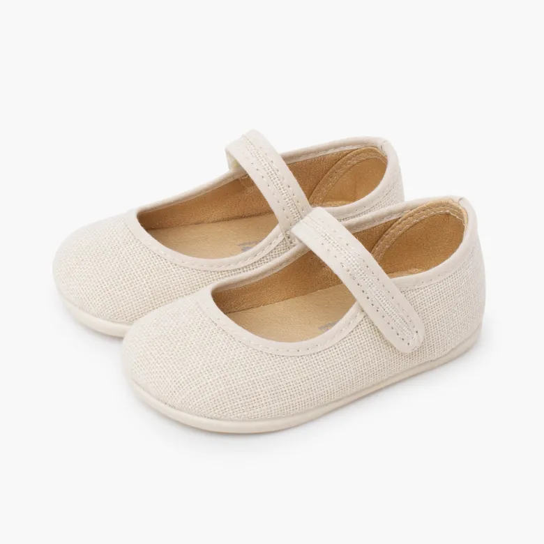 Merceditas barefoot lino cierre adherente