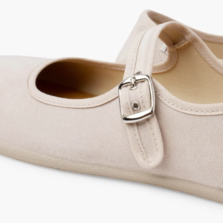 Merceditas barefoot suede hebilla mujer