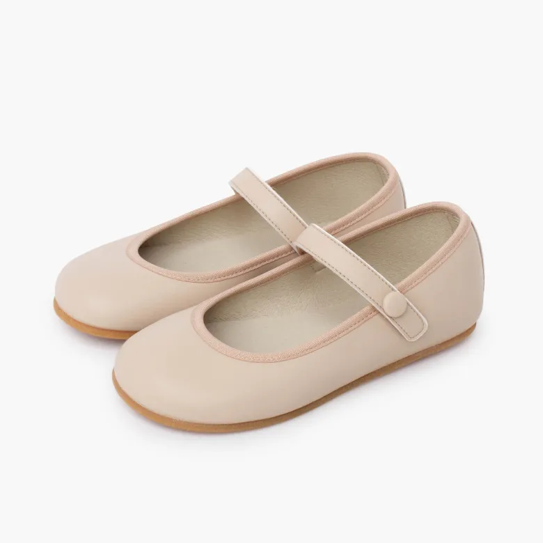 Merceditas Comunión barefoot tira adherente botón