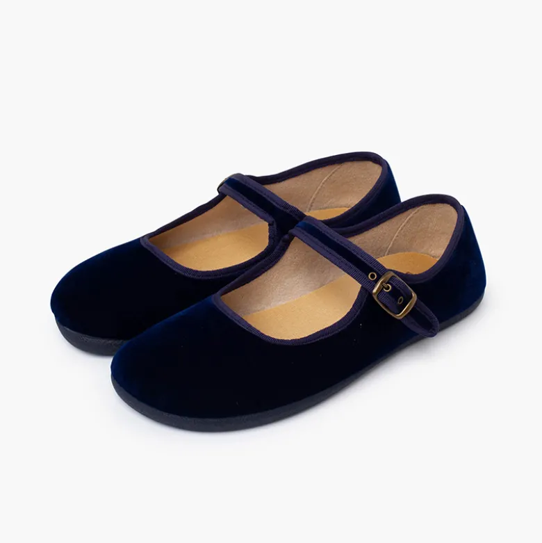 Merceditas mujer barefoot terciopelo hebilla