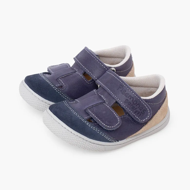 Sandalias barefoot piel niños doble tira