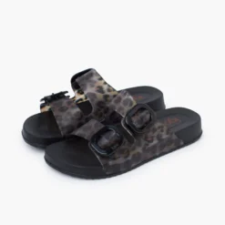 Sandalias habana doble hebilla animal print