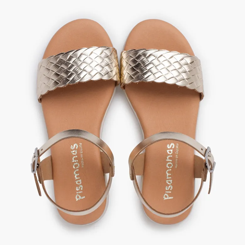 Sandalias hebilla pala trenzada