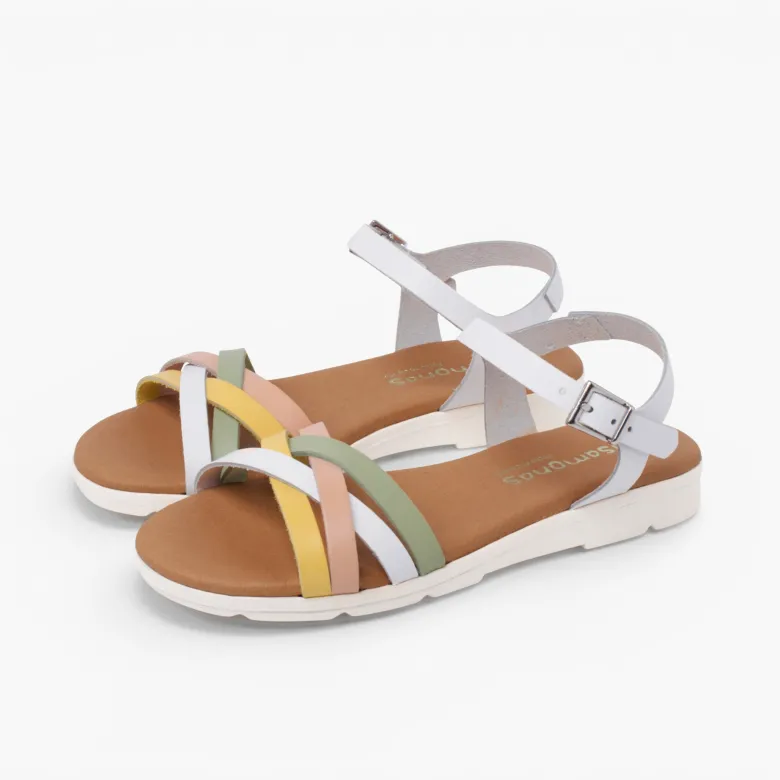 Sandalias hebilla tiras cruzadas colores