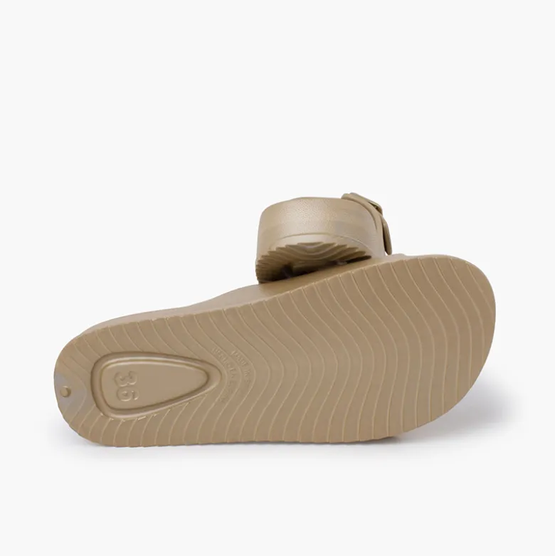 Sandalias Mujer doble hebilla colores metálicos
