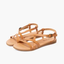 Sandalias niña con tiras cruzadas y cierre hebilla
