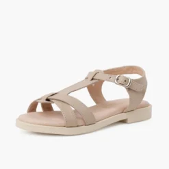 Sandalias niña de piel suave con tira central trenzada