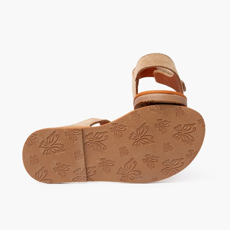 Sandalias niña multicolor de serraje con cierre adherente