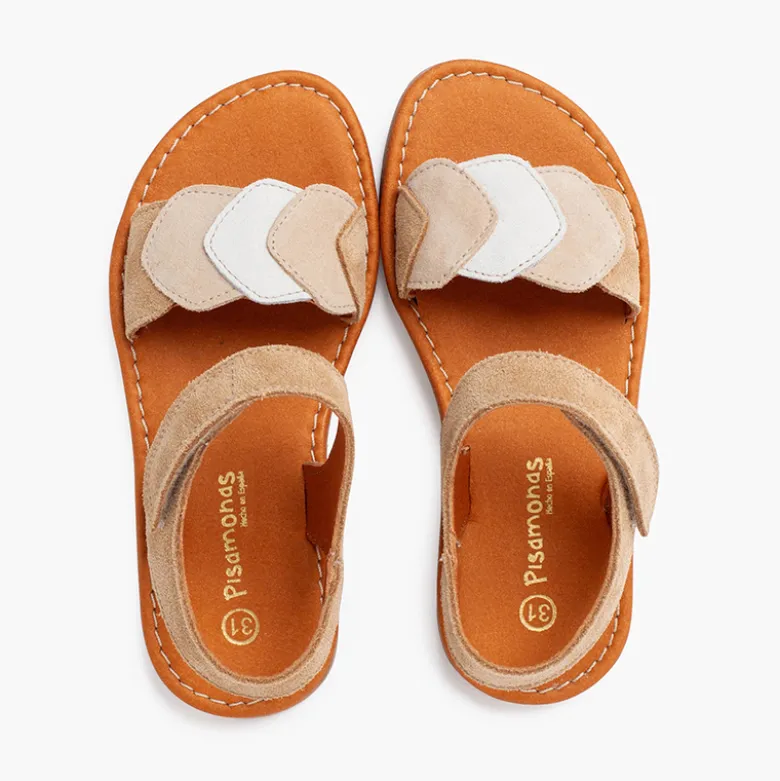 Sandalias niña multicolor de serraje con cierre adherente