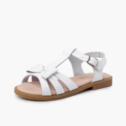 Sandalias niña piel lazo cierre hebilla