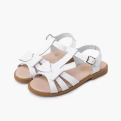 Sandalias niña piel lazo cierre hebilla