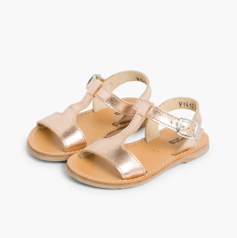 Sandalias Niña Piel Lisa Metalizada
