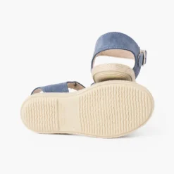 Sandalias niña serraje y yute tiras cruzadas