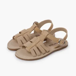 Sandalias niña tipo gladiador piel grabada