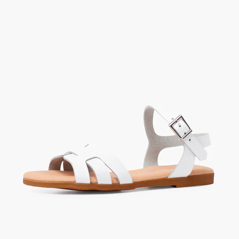 Sandalias niña y mujer pala romana piel