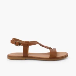 Sandalias niña y mujer tira central trenza