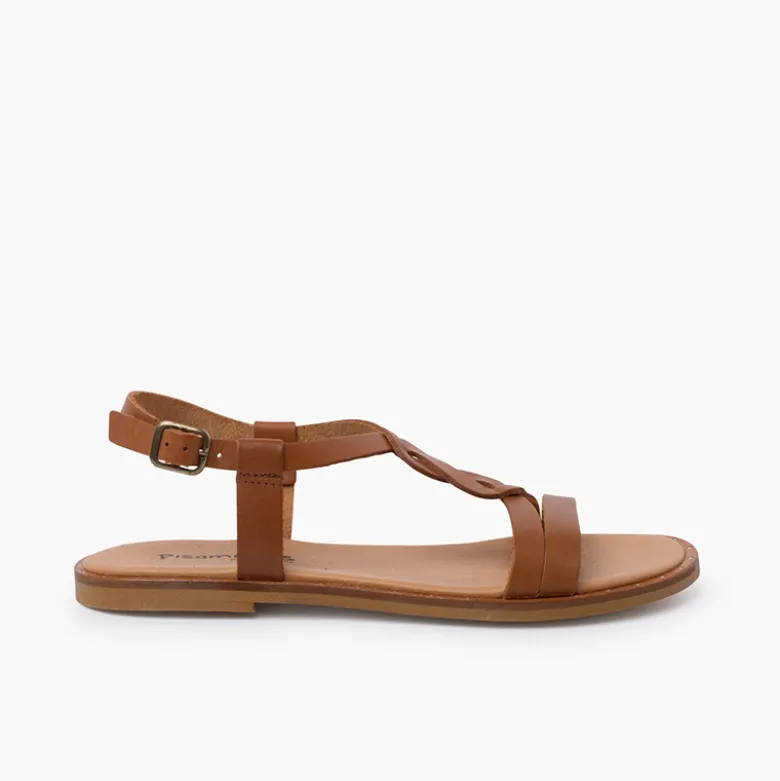 Sandalias niña y mujer tira central trenza