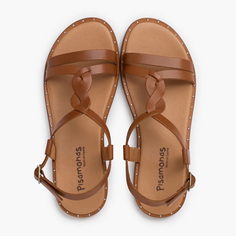 Sandalias niña y mujer tira central trenza
