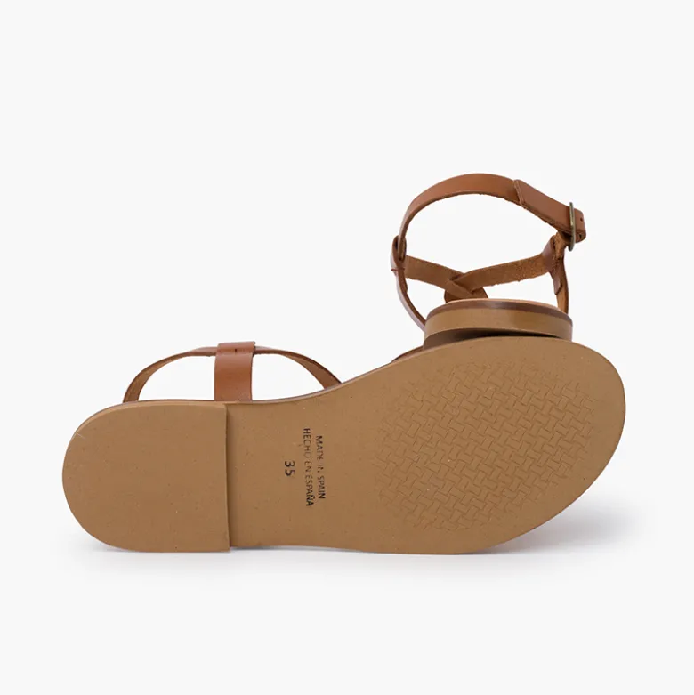 Sandalias niña y mujer tira central trenza
