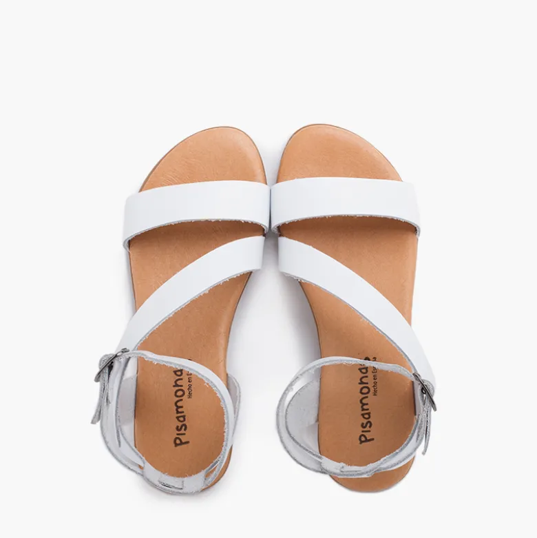 Sandalias niña y mujer tira cruzada pulsera hebilla