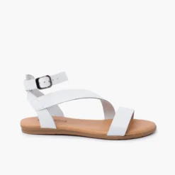 Sandalias niña y mujer tira cruzada pulsera hebilla