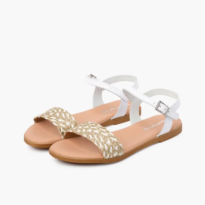 Sandalias niña y mujer tira trenzada yute
