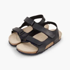 Sandalias Piel Bio Niño Doble tira adherente
