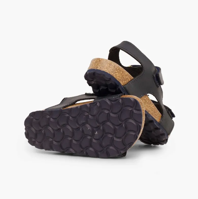 Sandalias Piel Bio Niño Doble tira adherente