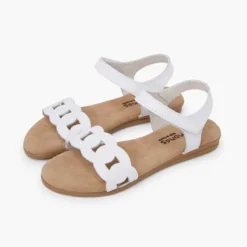 Sandalias piel eslabones tira adherente