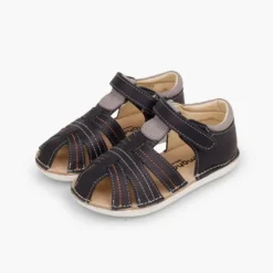 Sandalias Piel Niño con tira adherente Cangrejera